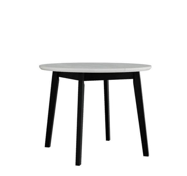 Veneti Okrúhly rozkladací stôl do jedálne 100 cm ANGLETON 4 - biely / čierny